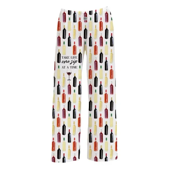 BRIEF INSANITY Take Life One Sip At A Time (Wine Life) Lounge PJ Pants | XXL New - Picture 1 of 3